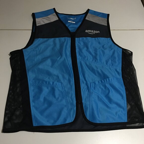 Amazon Blue Employee Uniform Vest Unisex Sleeveless Zip Up Size M/L - Picture 1 of 7
